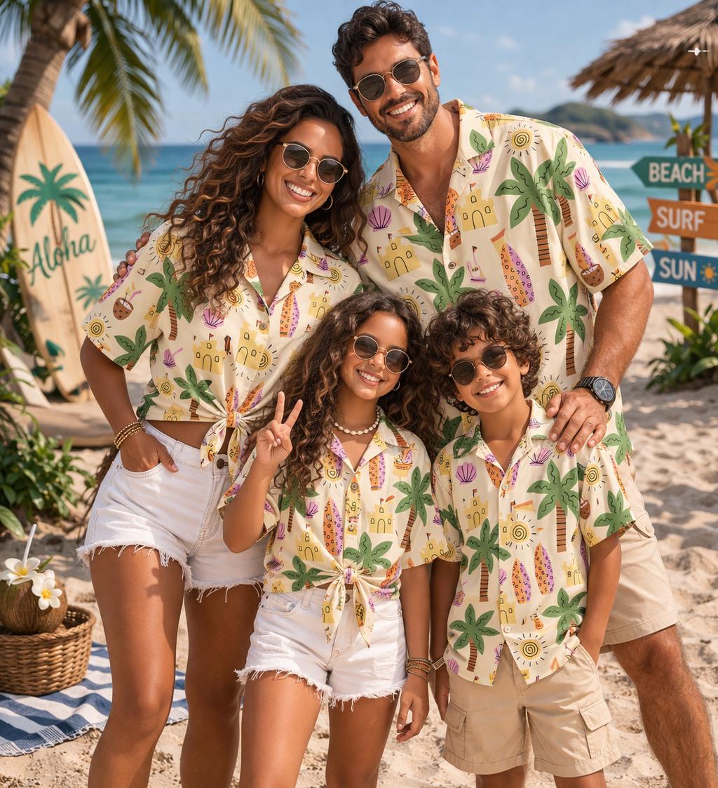 The Plant Parent - Hawaiiaans kindershirt met plantenbloem en kokospalm